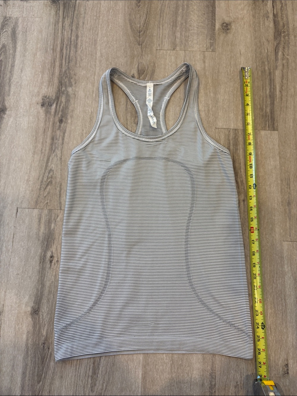 lululemon athletica Run swiftly racerback tank size 8. White/blk stripe
